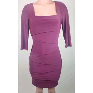 White House Black‎ Market BURGUNDY SQUARE NECK TIERED SLIMMING DRESS  Size 2